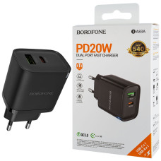 Зарядное устройство BOROFONE BA83A, Flare star PD20W+QC3.0, Black