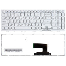 Біла клавіатура для ноутбука Sony Vaio VPC-EH, VPCEH (біла рамка), RU