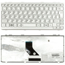 Клавіатура Mini для ноутбуків Toshiba NB200, NB300, NB305 — срібна, зі срібною рамкою, розкладка RU, вертикальний Enter