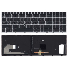 Клавиатура для ноутбука HP EliteBook 850 G5 с подсветкой (Light), Black, (Grey Frame) RU