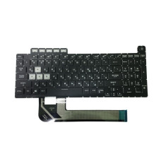 Клавіатура для ноутбуків Asus FA506, FX506 Series — чорна, без рамки (No Frame), з кольоровою підсвіткою, RU-розкладка