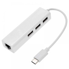 Переходник USB Type-C to Ethernet LAN+3 USB Adapter для MacBook / RJ45 + HUB