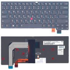 Клавиатура для ноутбука Lenovo Thinkpad T460S с подсветкой (Light), с указателем (Point Stick), короткий шлейф (Short Trail), Black, (No Frame), RU