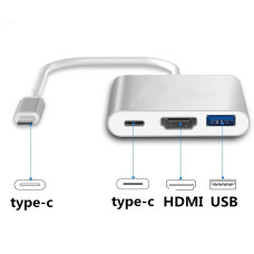 Конвертер USB Type C - to - HDMI / USB 3.1 / TYPE-C переходник MacBook iMac