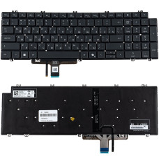 Клавиатура для ноутбука DELL (Latitude: 5550) rus, black, без фрейма, подсветка клавиш (2024)