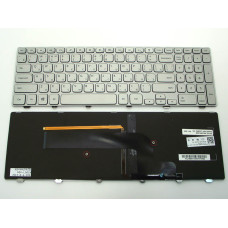 Клавіатура для DELL Inspiron 15-7000, 7537 Series (RU Silver з рамкою і підсвіткою) оригінал