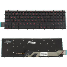 Клавиатура для ноутбука DELL (Inspiron: 7566, 7567) rus, black, без фрейма, подсветка клавиш RED