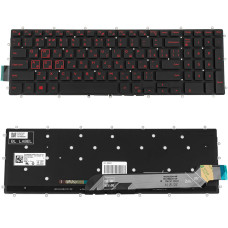 Клавиатура для ноутбука DELL (Inspiron: 7566, 7567) rus, black, без фрейма, подсветка клавиш RED (ОРИГИНАЛ)