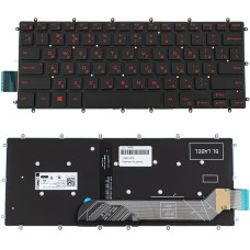 Клавиатура для ноутбука DELL (Inspiron: 5378), rus, black, без фрейма, подсветка клавиш (RED), оригинал