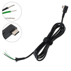 DC кабель питания для бп 100-140W ноутбука TYPE-C,  L-образный  штекер, 3 провода (2x1мм+1x0.5мм), длина 170см, (от бп к ноутбуку)