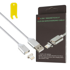 Кабель Clip-On метал Lightning для iPhone, серый (магнитный)
