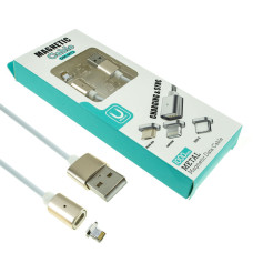Кабель магнитный DM-M12, Lightning для iPhone, gold/white (магнитный)