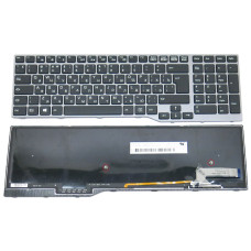 Клавіатура для Fujitsu Lifebook E554, E556, CP629312-03 (RU Black з рамкой Gray та підсвіткою)