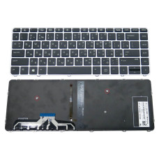 Клавіатура для HP EliteBook Folio 1040 G3 (RU Black, з рамкою Silver і підсвіткою) оригінал