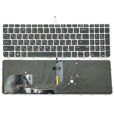 Клавіатура для HP EliteBook 850 G3, 850 G4, 755 G3, 755 G4, ZBook 15u (RU Black з рамкою Silver + підсвітка). оригінал