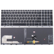 Клавіатура для HP Elitebook 750 G5, 750 G6, 755 G5, 755 G6, 850 G5, 850 G6, 855 G5 ZBook 15u G5(RU Black/Silver з підсвіткою з поінтстиком) оригінал