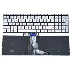 Клавиатура для HP Pavilion 15T, 15Z, 15-BR, 15-BS, 15-BU, 15-EF, 15Q-DY, 15-BW, 15S-ER (RU Silver с подсветкой)