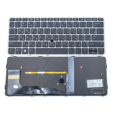 Клавиатура для HP EliteBook 820 G4, 828 G3, 828 G4 (RU Black серая рамка с подсветкой)