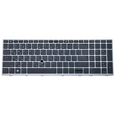 Клавіатура для HP EliteBook 750 G5 / 750 G6 / 755 G5 / 850 G5 / 850 G6 / 855 G5 / ZBook 15u G5 / 15u G6 — чорна/срібляста, розкладка RU, з TrackPoint, Original