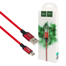 Кабель HOCO X14 Times Speed USB to Micro 2,4A, 1m, nylon, aluminum connectors Black-red