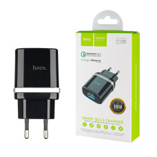 Зарядное устройство HOCO C12Q Smart, QC3.0, 18W, Black (6931474716255)