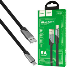 Кабель HOCO U119 USB to Type-C 5A, 1.2m, nylon, aluminum connectors, Black (6942007605007)