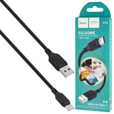 Кабель HOCO X90 Cool silicone, USB to Type-C, 3A, PD60W, 1m, Black (6931474788443)