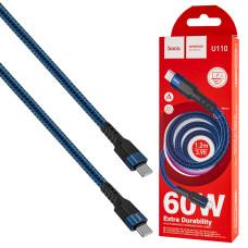 Кабель HOCO U110 Type-C to Type-C, 60W, 1.2m, Blue (6931474770639)