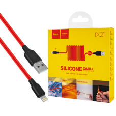 Кабель HOCO X21 USB to iP 2A, 1m, silicone, TPE connectors, Black+Red