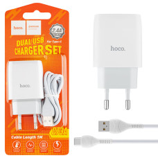 Зарядное устройство HOCO C73A Glorious, 2USB, Type-C Set, 12W, White (6931474713070)