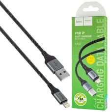 Кабель HOCO X102 USB to iP 2.4A, 1m, nylon, aluminum connectors, Black