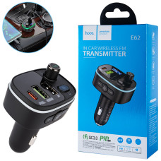 Автомобильное зарядное устройство + FM модулятор HOCO E62 Fast, PD20W+QC3.0, BT, Black (6931474756299)