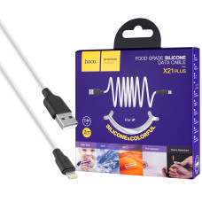 Кабель HOCO X21 Plus USB to iP 2.4A, 2m, silicone, silicone connectors, Black+White (6931474713780)