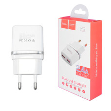 Зарядное устройство HOCO C12 Smart, (2U) 12W, White (6957531047759)