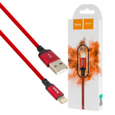 Кабель HOCO X14 Times Speed USB to iP 2A, 2m, nylon, aluminum connectors Black-red