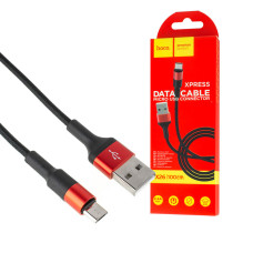 Кабель HOCO X26 XPress USB to Micro 2A, 1m, nylon, aluminum connectors, Black+Red