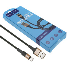 Кабель HOCO X26 USB to Type-C 2A, 1m, nylon,  aluminum connectors, black/gold