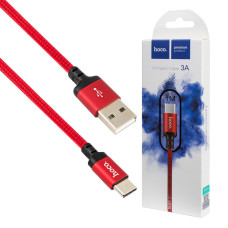 Кабель HOCO X14 Times Speed USB to Type-C 3A, 1m, nylon, aluminum connectors, Black-Red