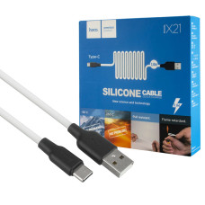 Кабель HOCO X21 Plus USB to Type-C 3A, 1m, silicone, silicone connectors, Black+White (6931474711915)