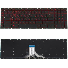 Клавиатура для ноутбука HP (Omen: 17-CB series ) rus, black, без фрейма, подсветка клавиш (RED)