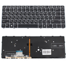 Клавиатура для ноутбука HP (EliteBook: 1040 G3) rus, black, silver frame, подсветка клавиш