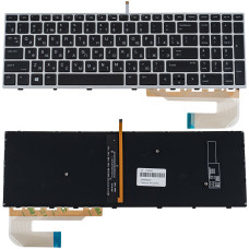 Клавиатура для ноутбука HP (EliteBook: 750 G5, 850 G5) rus, black, silver frame, без джойстика, подсветка клавиш