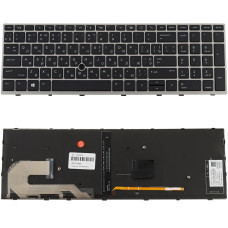 Клавиатура для ноутбука HP (EliteBook: 750 G5, 850 G5) ukr, black, silver frame, с джойстиком, подсветка клавиш