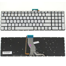 Клавиатура для ноутбука HP (Pavilion: 15-AK series) rus, silver, без фрейма, подсветка клавиш