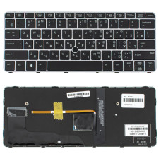 Клавиатура для ноутбука HP (EliteBook: 820 G3) rus, black, подсветка клавиш, silver frame, с джойстиком