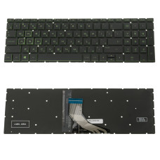 Клавиатура для ноутбука HP (15-cx, 15-ec) rus, black, без фрейма, подсветка клавиш GREEN (ОРИГИНАЛ)