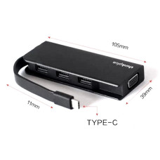 Переходник Lenovo Type c to VGA to 3 USB 4x90w86497