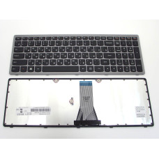 Клавіатура для LENOVO IdeaPad G500s, G505s, S500, S510p, Z510, Flex 15, 15D — RU, чорна з срібною рамкою (Silver) Original