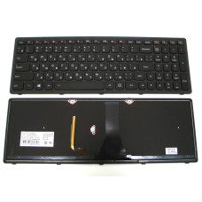 Клавіатура для LENOVO IdeaPad G500s, G505s, S500, S510p, Z510 — вузький шлейф 25 мм, RU чорна, з рамкою та підсвіткою клавіш