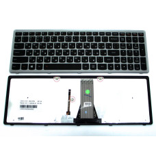 Клавіатура для LENOVO IdeaPad G500s, G505s, S500, S510p, Z510, Flex 15, 15D — RU Black, з рамкою Silver, з підсвіткою, Original